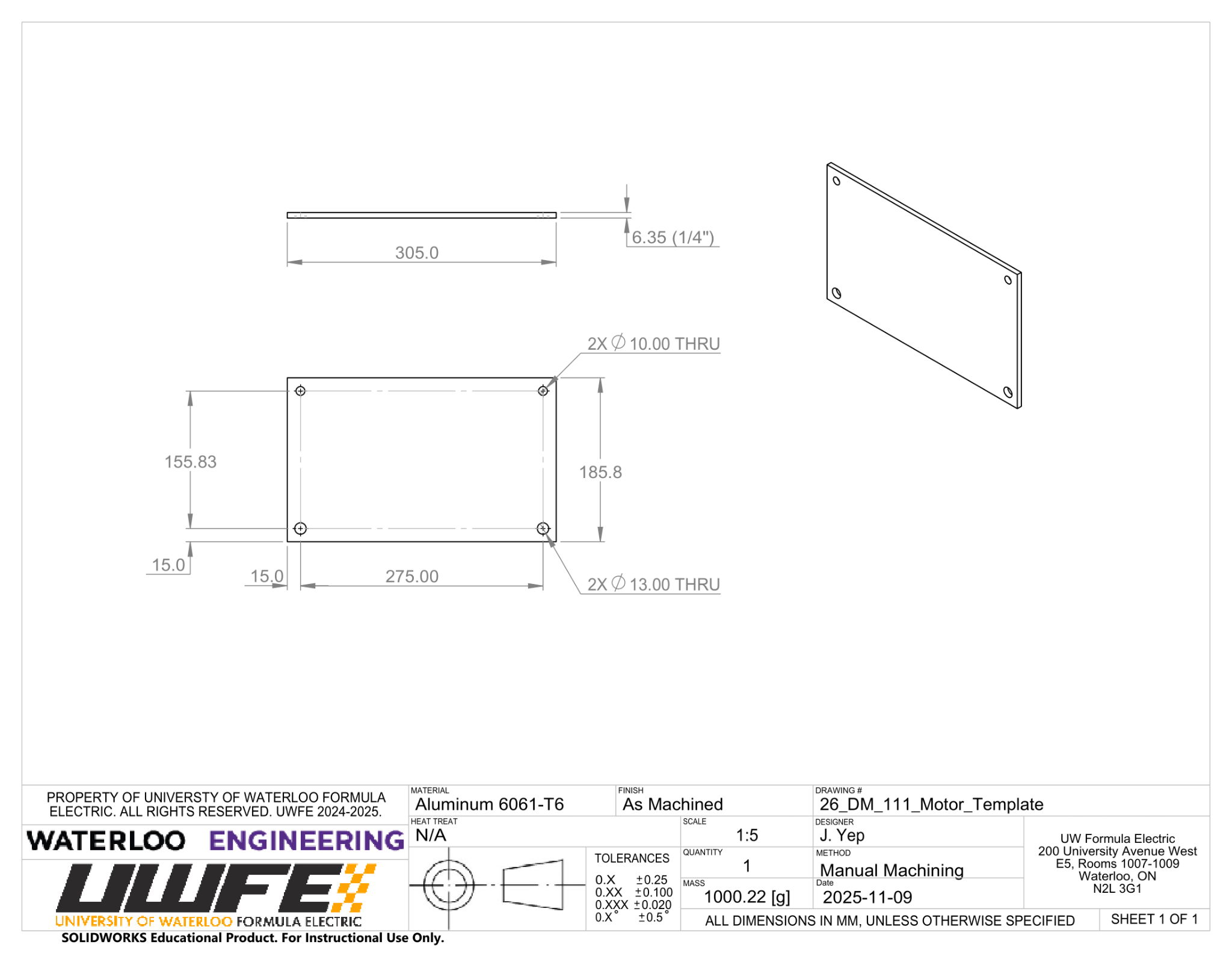 Engineering drawing with GD&T